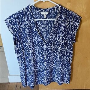 Joie Blue and White Patterned Blouse XS